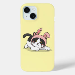 Gato Tuxedo Adorável com Chapéu de Coelho Rosa Aes