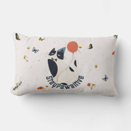 Gato Tuxedo Caprichoso Lança Almofada Lombar Ficar