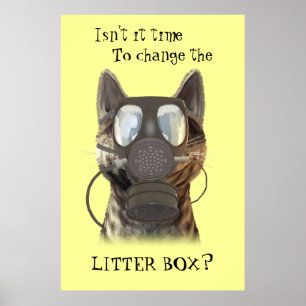 Gato vestindo um poster de máscara de gás