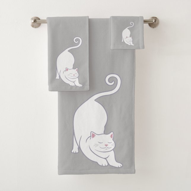 Gato Virado para Baixo em Conjunto de Toalhas de B (Insitu)