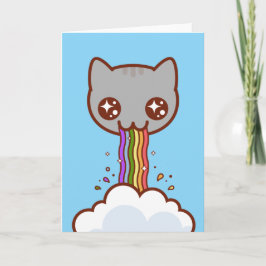 GATO VOMITANDO ARCO-ÍRIS - Cartão Engraçado de Gat