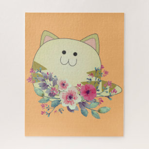 Gato Whimsical Floral quebra-cabeça