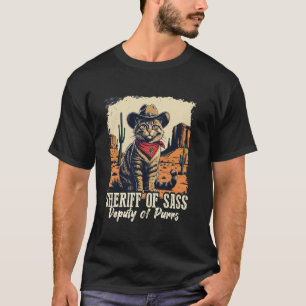 Gato Xerife Meme Divertido Retro Camisa Cowboy Vin
