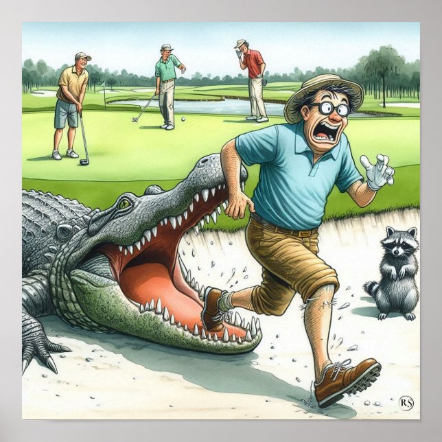 Gator Hazards - Impressão de Golfe Art (Frente)