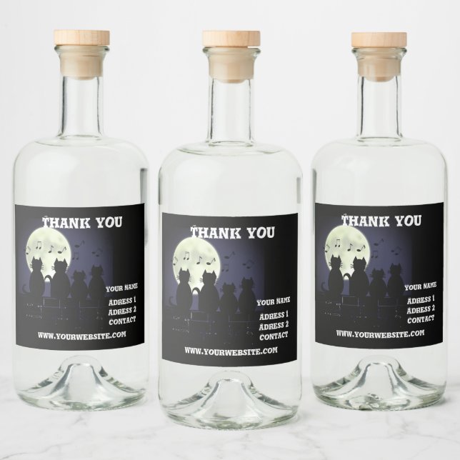 Gatos à lua. Personalizar (Garrafas)