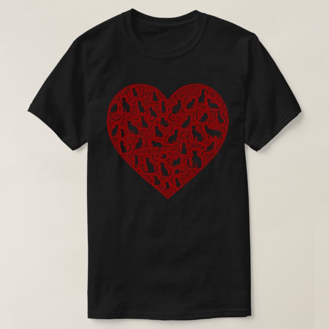 Gatos Adoram Camisa De Coração (Frente do Design)