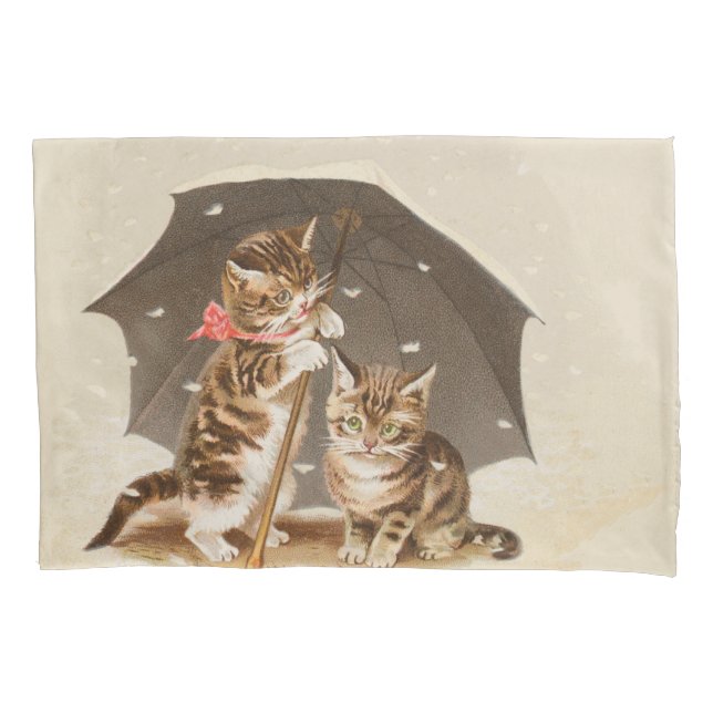 Gatos antigos debaixo de guarda-chuva arte de gato (Frente)