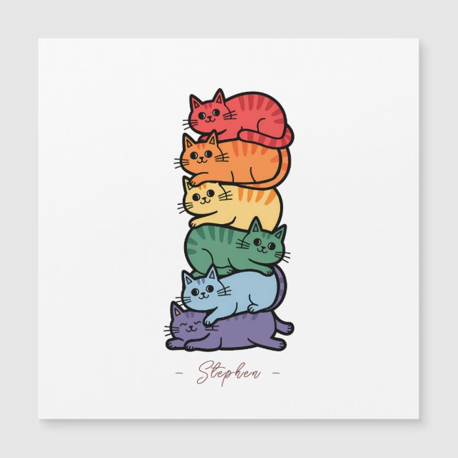 Gatos Arco-Íris Empilhados - Celebração do Orgulho (Frente)