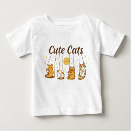 gatos bonitos em baloiços camisa de bebê.