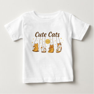 gatos bonitos em baloiços camisa de bebê.