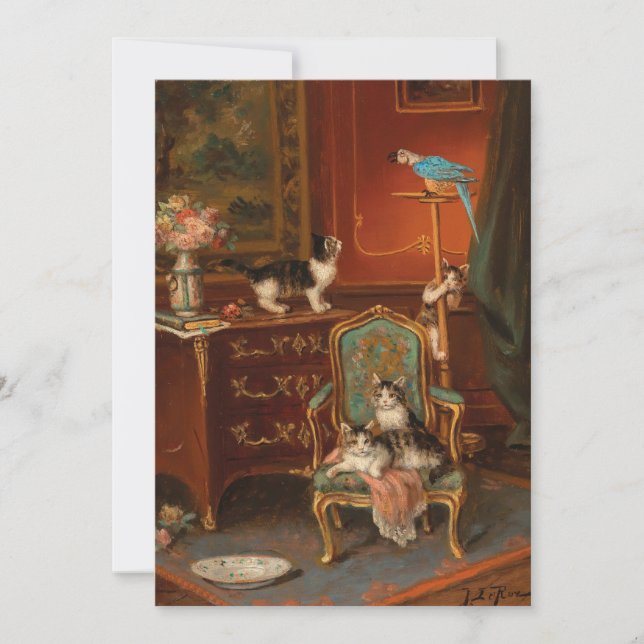 Gatos Brincando com Papagaio | Jules Le Roy (Frente)