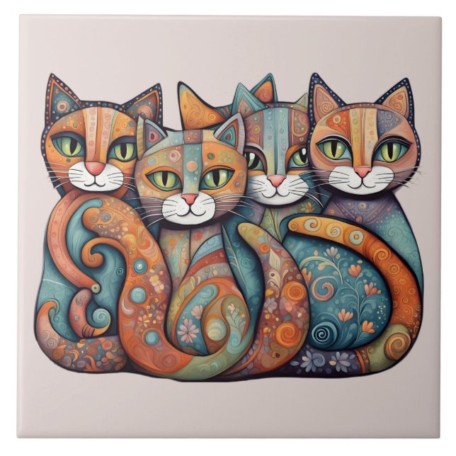 gatos calmantes 3 azulejos (Frente)
