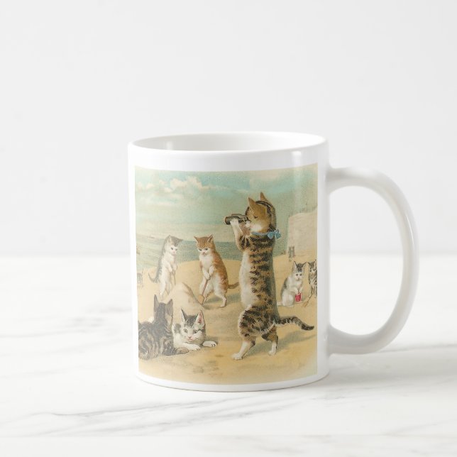 "Gatos caneca do vintage na praia" (Direita)