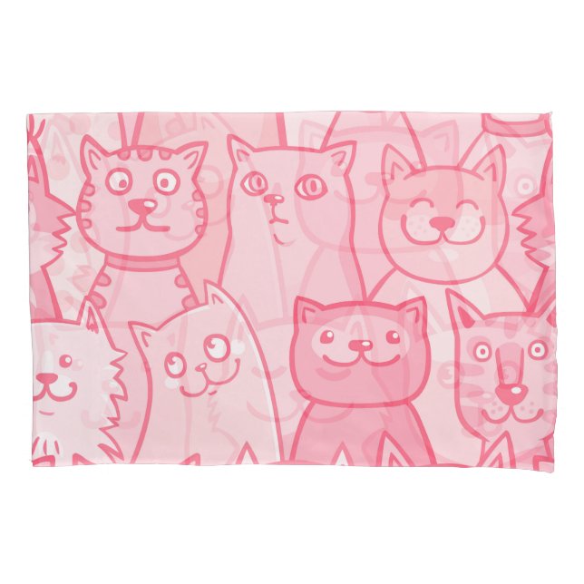 Gatos Cor-De-Rosa, Padrão Adorável Sem Olhos. (Frente)