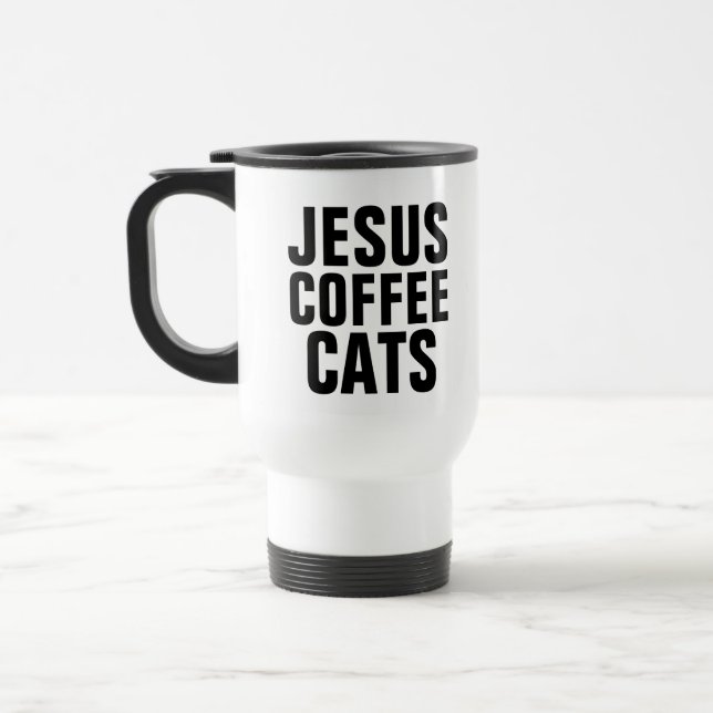 GATOS DE CAFÉ JESUS, CANECAS DE VIAGEM DE CAFÉ CRI (Esquerda)