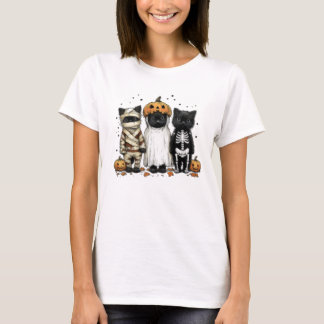 Gatos de Dia das Bruxas Figuram T-Shirt