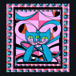 Gatos de Estilo de Arte pop, Impressão de Arte, Má<br><div class="desc">Aproveite este pop dos anos 60, dois gatos, em rosa, rosa e azul. Excelente para pessoas que desfrutam da decoração maximalista, arte na parede de gatos. Você pode personalizar esta design com um monograma, nome ou fotos. Entre em contato com o designer para obter solicitações ou assistência especiais. © Copyright...</div>