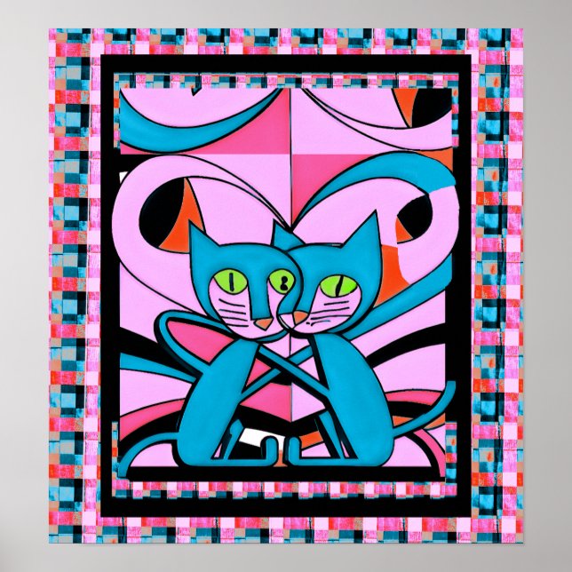 Gatos de Estilo de Arte pop, Impressão de Arte, Má (Frente)