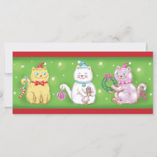 Gatos de Natal Meow de Desenho Animado Fofo com Ch