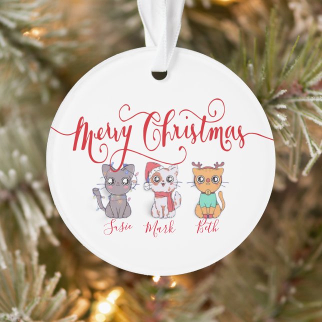 Gatos de Natal ornamento personalizado (Árvore)