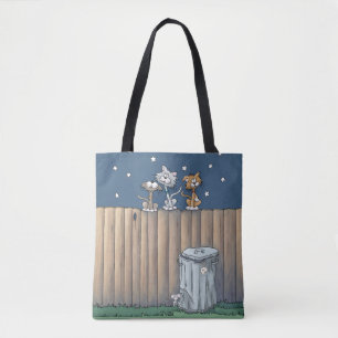 Gatos de Rua em uma Cerca Bolsa Tote