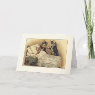 Gatos De Vintagem Recebem Cartão De Nota