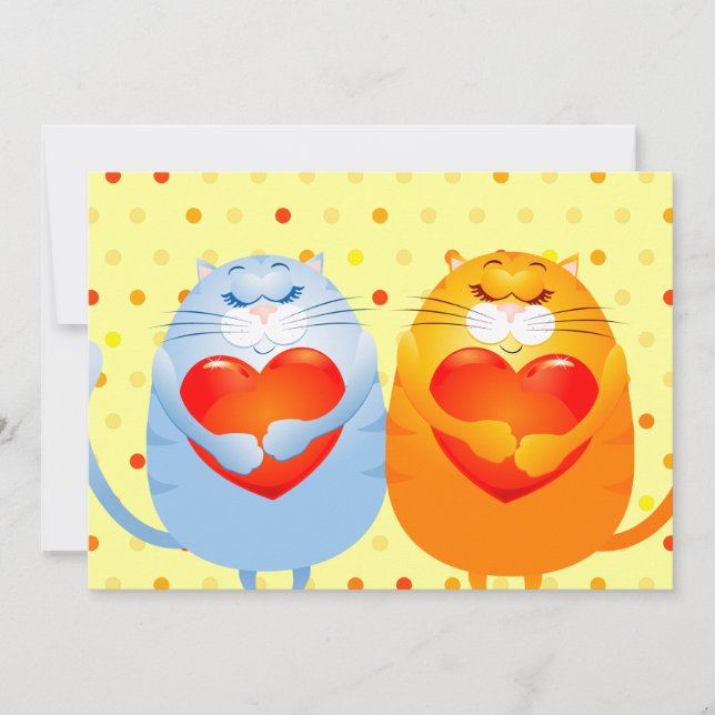 Gatos doces apaixonados, convite (Frente)