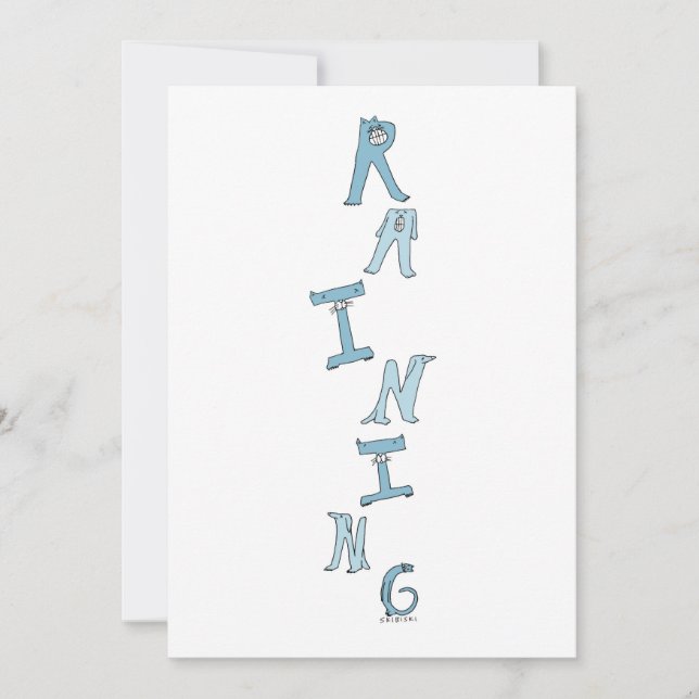 Gatos E Cães Que Chovem Com Cartão De Aniversário  (Frente)