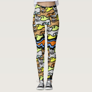 Gatos e desenhos animados gráficos Legging dos