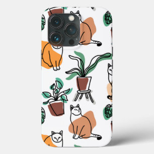 Gatos e flores para desenho de linhagens