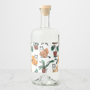 Gatos e flores para desenho de linhagens