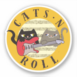 Gatos e Rolo Adesivo Gato Engraçado Música Guitarr