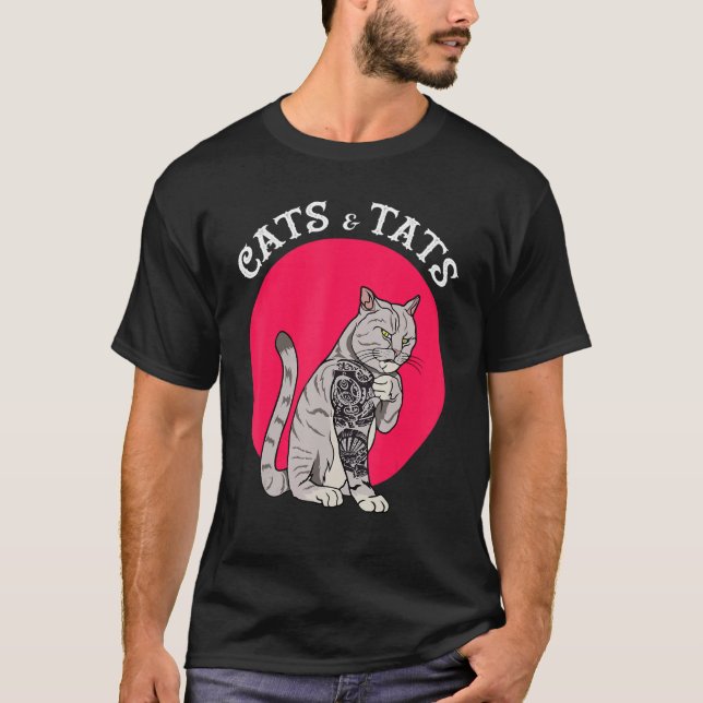 Gatos E Tatuagens De Camisa Gatos De Camiseta (Frente)