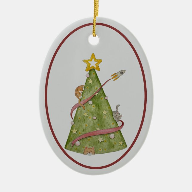 Gatos em um enfeite de árvore de Natal (Frente)