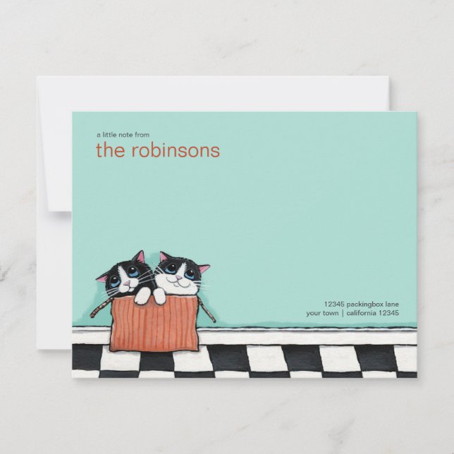 Gatos em uma Caixa de Embalagem | Cartão de Nota F (Frente)