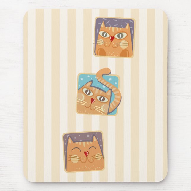 Gatos engraçados Mousepad do nariz do coração (Frente)