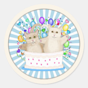 Gatos - Feliz Aniversário Clássico, Adesivo