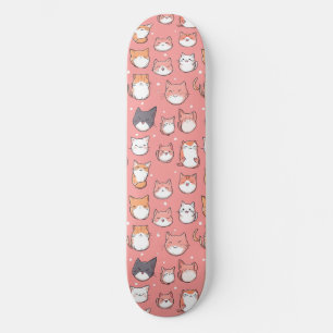 Gatos Fofos de Anime Japonês Estampa Skate