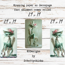 Gatos Gatsby Antigos Decoupage Verde Salvia