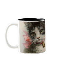 Gatos, irmã vintage pintando caneca