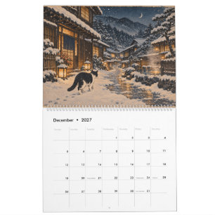 Gatos Japoneses Calendário 2027   Estilo Ukiyo-e
