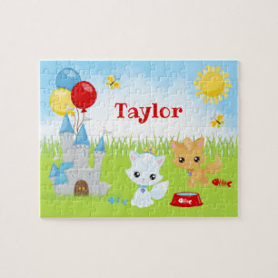 Gatos Kittens Castelo Azul e Quebra-cabeça de Mata