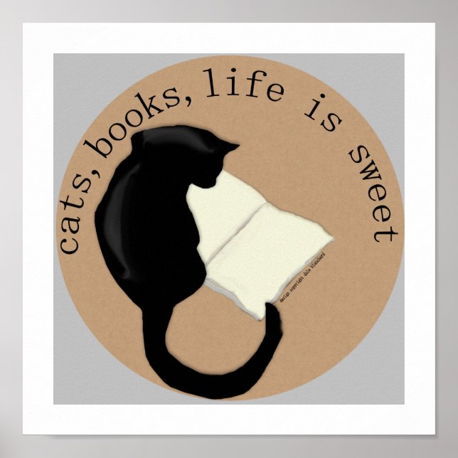 Gatos Livros A vida é doce v2 Poster (Frente)