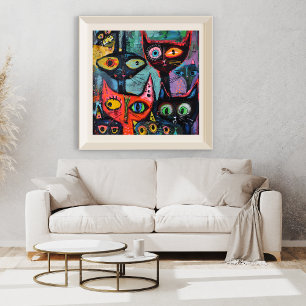 Gatos Misteriosos - Impressão de Arte Whimsical