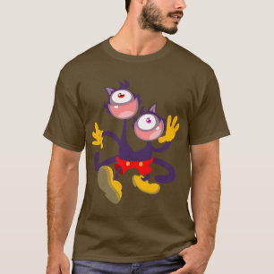 Gatos monoculares em Tandem caminham camiseta escu