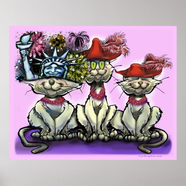 Gatos na Poster de chapéus engraçados (Frente)