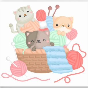 Gatos No Adesivo Da Cesta
