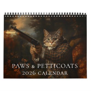 Gatos no Calendário de Parede 2026 das Pinturas Me