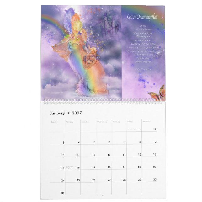 Gatos no calendário extravagante 2015 da arte dos (Jan 2027)