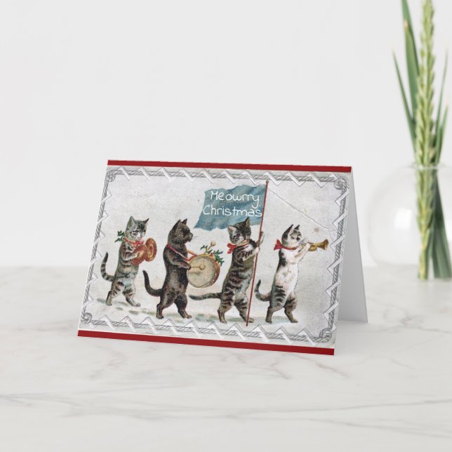 Gatos No Cartão De Natal De Parada (Frente)